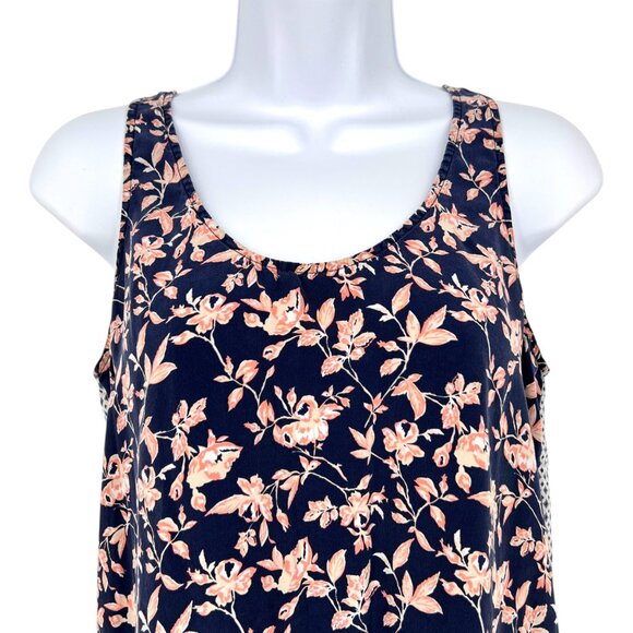 Joie Silk Sleeveless Floral Geometric Print Tank Top Navy Pink Orange Size Small - Picture 2 of 10